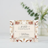 Invitation Chute Florale Rouge Aquarelle Réponse du feuillage (Debout devant)