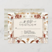 Invitation Chute Florale Rouge Aquarelle Réponse du feuillage (Devant / Derrière)