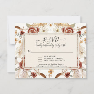 Invitation Chute Florale Rouge Aquarelle Réponse du feuillage