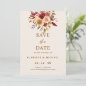 Invitation Chute Florale Simple Enregistrer La Date (Debout devant)