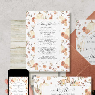 Invitation Chute Folio Citrouille Aquarelle Florale Détails