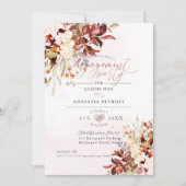 Invitation Chute Folithe Fiançailles Rouille Orange Eucalyptu (Devant)