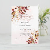 Invitation Chute Folithe Fiançailles Rouille Orange Eucalyptu (Debout devant)
