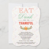 Invitation Chute Gold Merci Grateful Thanksgiving (Dos)