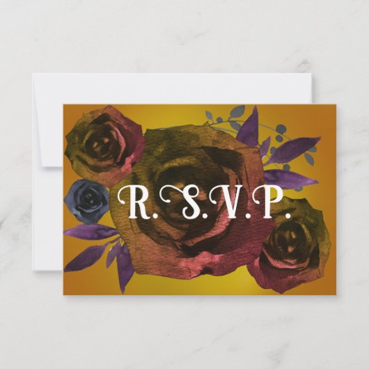Invitation Chute gothique Mariage floral foncé moderne RSVP (Devant)