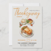 Invitation Chute Gratte moderne Merci Diner Aquarelle (Devant)