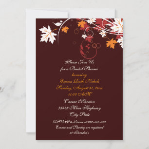 Invitation Chute laisse orange rouge blanc mariage douche nup