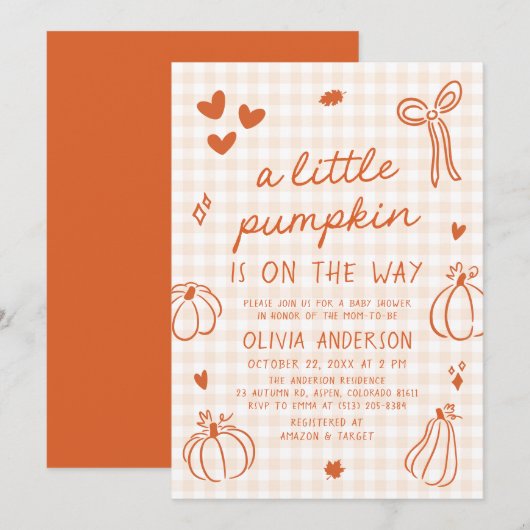 Invitation Chute Maigre Main Tirée Un Petit Baby shower Citro (Devant / Derrière)