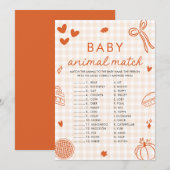 Invitation Chute Main tiré bébé animal Match Baby shower Jeu (Devant / Derrière)