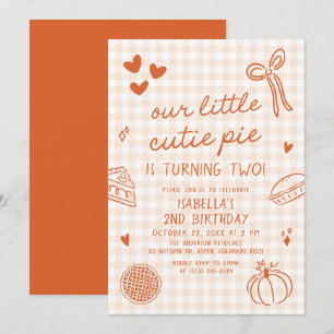 Invitation Chute Main tiré Notre Petite Cutie Pie 2e Annivers