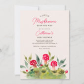 Invitation Chute mignonne aquarelle petit baby shower champig (Devant)