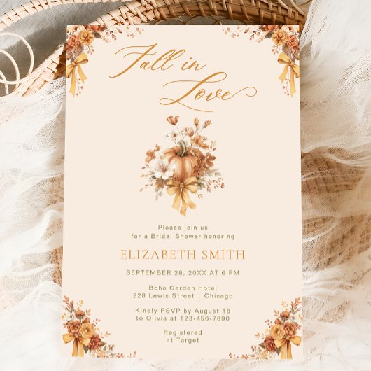 Invitation Chute minimale Bow Floral Chute dans Love Fête des