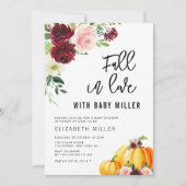 Invitation chute moderne amour roux baby shower bordeaux (Devant)