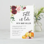 Invitation chute moderne amour roux baby shower bordeaux (Debout devant)