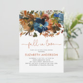 Invitation Chute moderne en amour Marine Bleu Fête des mariée (Debout devant)