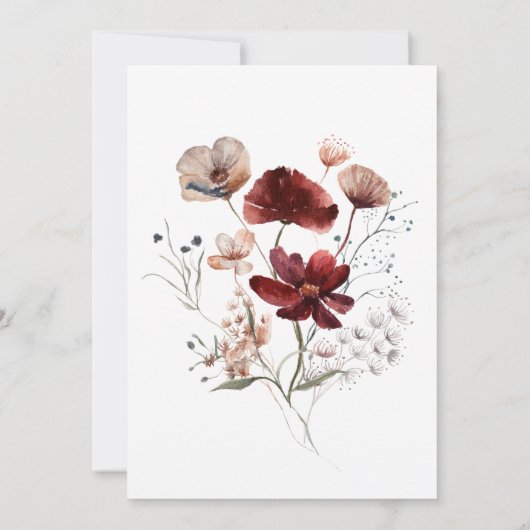 Invitation Chute moderne Rouille Fleur sauvage Frame Bridal B (Dos)