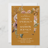 Invitation Chute moutarde jaune floral mariage détails du cod (Devant)