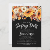 Invitation Chute noire Florale Surprise Anniversaire (Devant)