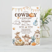 Invitation Chute Notre Petit Baby shower Wild West Cowboy (Debout devant)