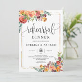 Invitation Chute orange marigold dîner de répétition florale  (Debout devant)