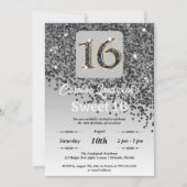 Invitation Chute Parties scintillant noire Douce 16 Anniversa (Devant)