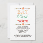 Invitation Chute Remercions Thanksgiving Dîner (Dos)