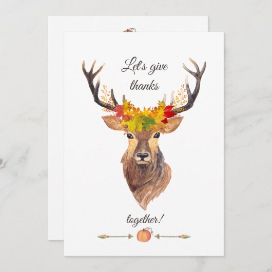 Invitation Chute Remercions Thanksgiving Dîner (Devant / Derrière)