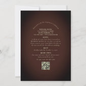 Invitation Chute romantique Florale Vieille Brown QR Code Mar (Dos)