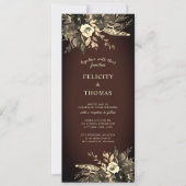 Invitation Chute romantique Florale Vieille Mariage Brown (Devant)