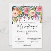 Invitation Chute romantique Flore Mariage Arc Photo QR Code (Devant)