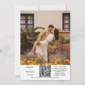 Invitation Chute romantique Flore Mariage Arc Photo QR Code (Dos)