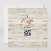 Invitation Chute rose Citrouille Baby shower de fleurs code Q (Dos)