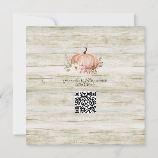 Invitation Chute rose Citrouille Baby shower de fleurs code Q (Dos)