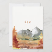 Invitation Chute Rouille Orange Mountain Trees Mariage de feu (Dos)