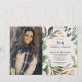 Invitation Chute rustique de feuillage toute photo adulte (Devant / Derrière)