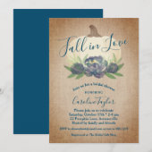 Invitation Chute rustique en amour Fête des mariées florale b (Devant / Derrière)