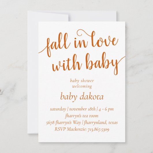 Invitation Chute simple en amour avec bébé | Dusty Burnt Oran (Devant)