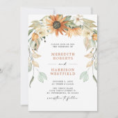 Invitation Chute Sunflower Wreath QR Code RSVP Automne Mariag (Devant)