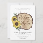 Invitation Chute Sunflowers Bois Slice Russe Mariage Invitati (Devant)