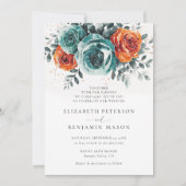 Invitation Chute Turquoise Burange Orange Floral Romantique M (Devant)