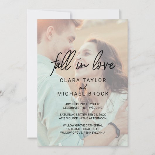 Invitation Chute Whimsical Dans L'Amour Tout En Un Mariage (Devant)