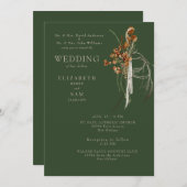 Invitation Chute Wispy Boho Forest Green Les deux parents (Devant / Derrière)