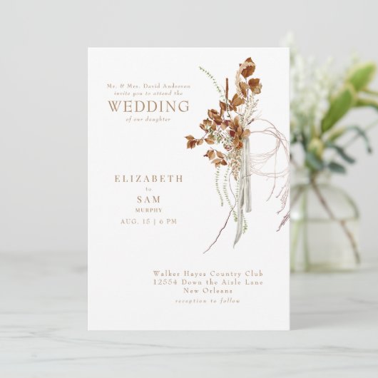 Invitation Chute Wispy Boho White Bride Parents Mariage (Debout devant)