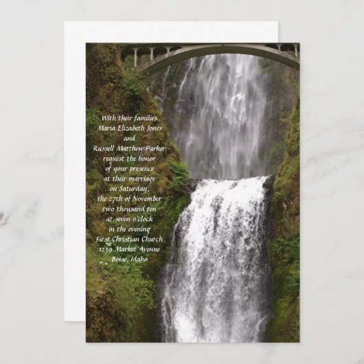 Invitation Chutes Multomah avec Mariage de pont (Devant / Derrière)