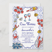 Invitation Ciao 30s Italian Seafood Wine Dinner 40th Birthday (Devant)