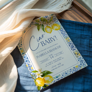 Invitation Ciao Baby Amalfi Coast Baby shower citron