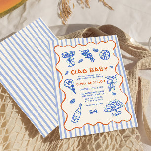 Invitation Ciao Baby Baby shower italien tiré à la main
