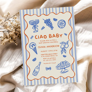 Invitation Ciao Baby Baby shower italien tiré à la main