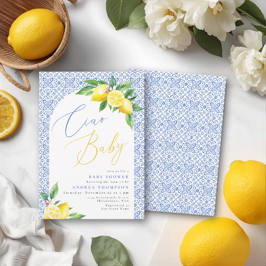Invitation Ciao Baby Bambino Lemon Baby shower italien