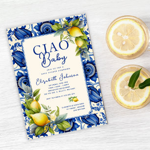 Invitation Ciao Baby Blue Carrelage Jaune Citrons Baby Shower